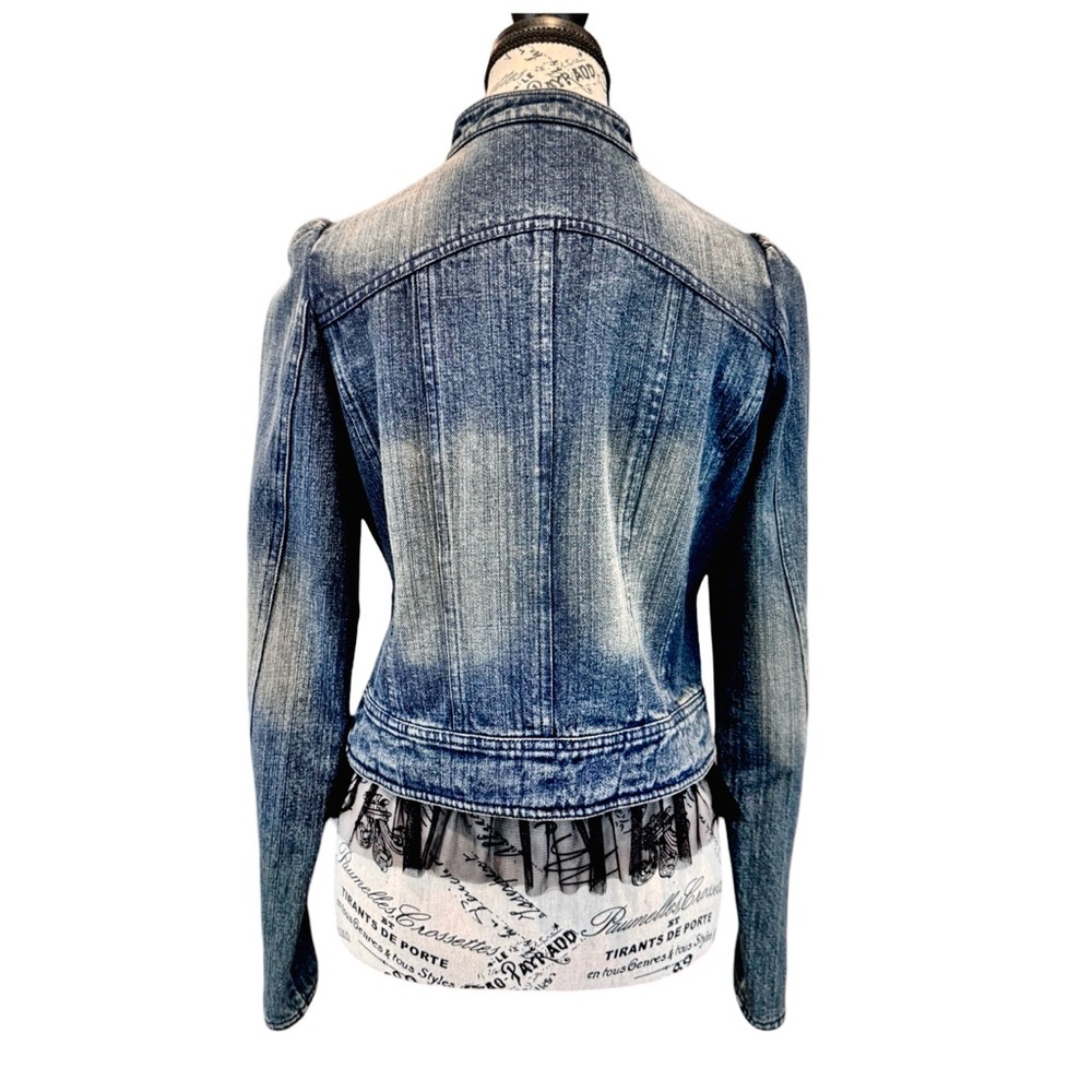Women's Blue Jean Jacket with Embroidered Details - Picture 4 of 8
